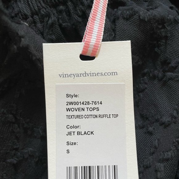 Vineyard Vines Black Cotton Ruffle Top - S - Picture 7 of 7